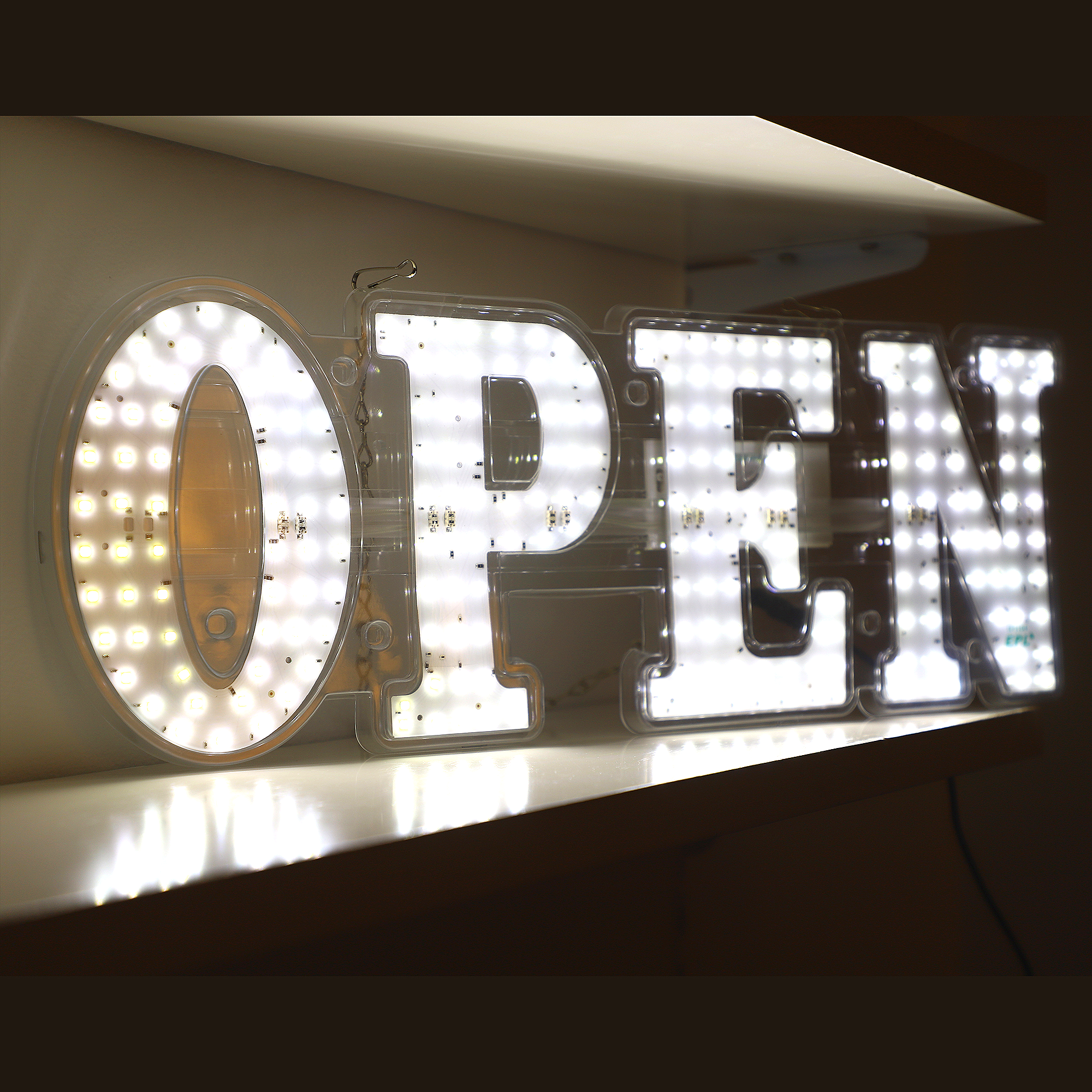 LED BIS OPEN SIGN White Color 3G Sparkling Small Size L30 x H10 in