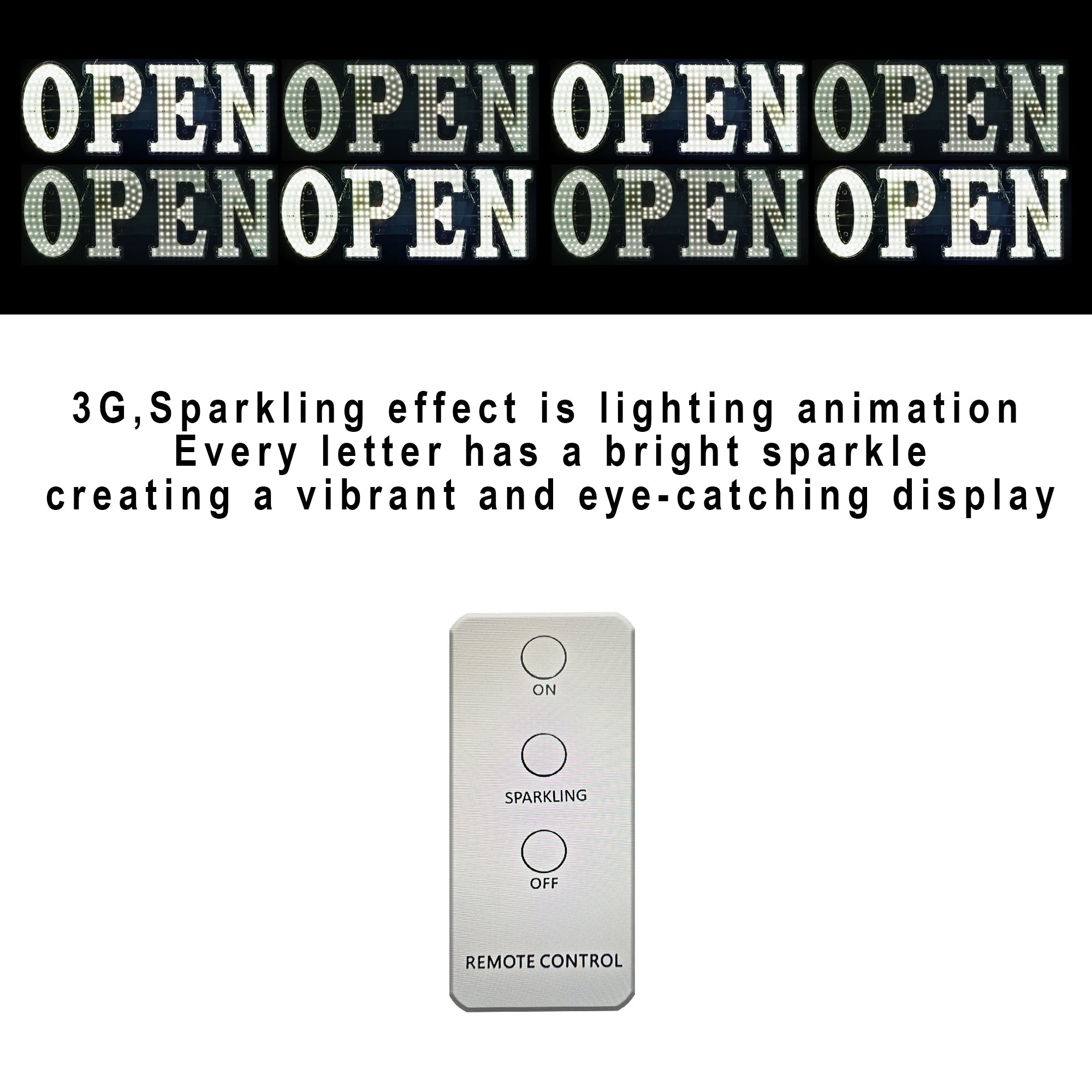 LED BIS OPEN SIGN White Color 3G Sparkling Small Size L30 x H10 in