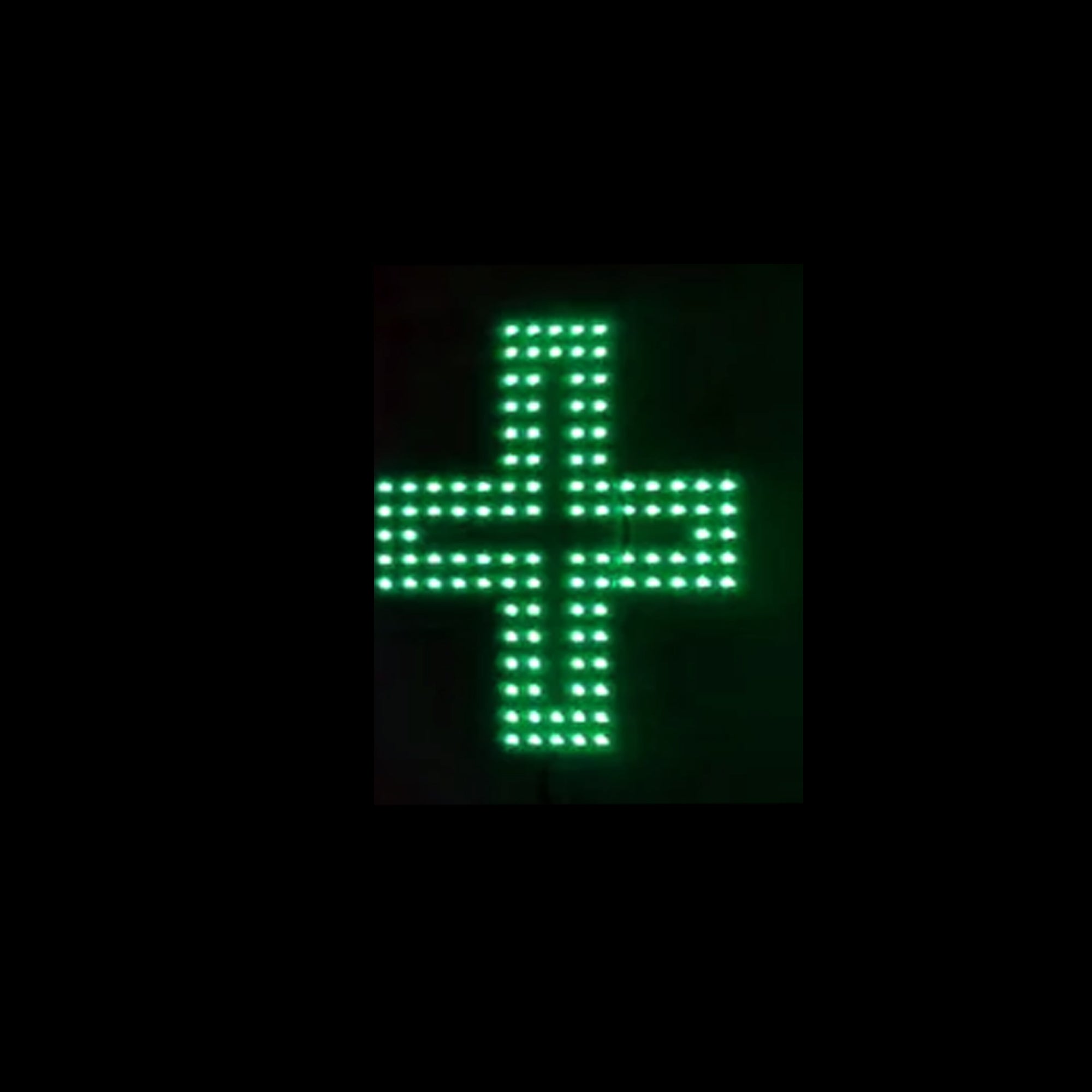 LED BIS CROSS GREEN SIGN  L18 x H18 in