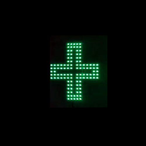 LED BIS CROSS GREEN SIGN  L18 x H18 in