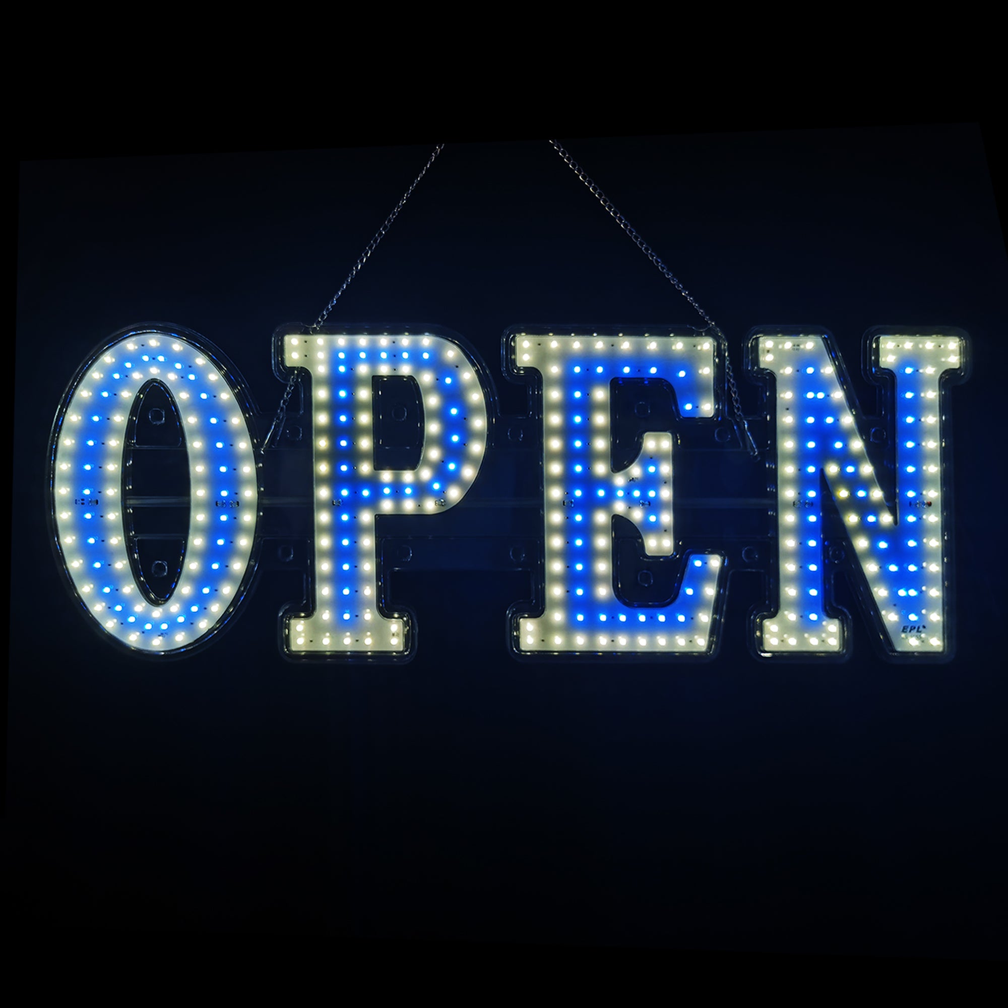 LED BIS OPEN SIGN Blue Color Small Size L30 x H10 in