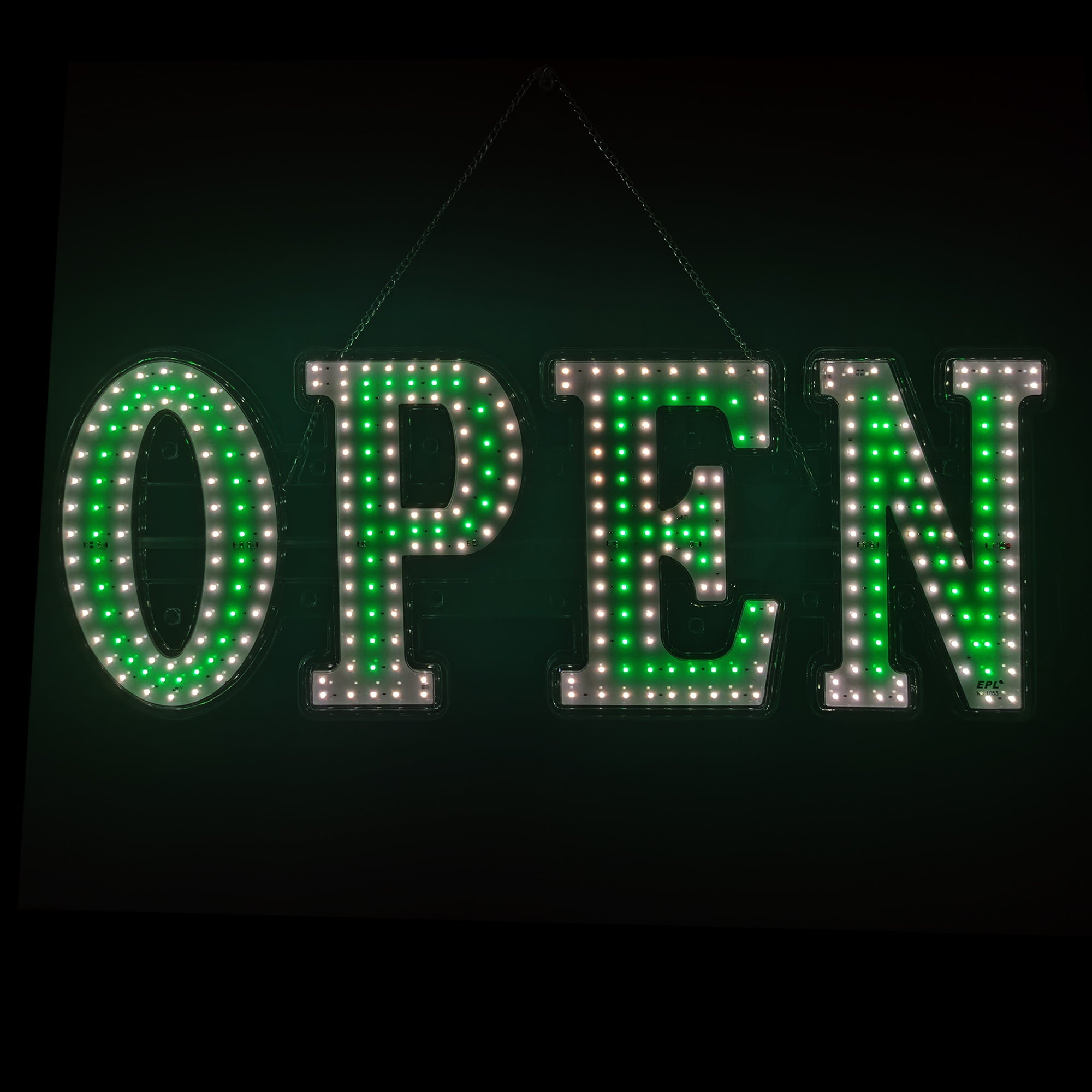LED BIS OPEN SIGN Green Color Small Size L30 x H10 in