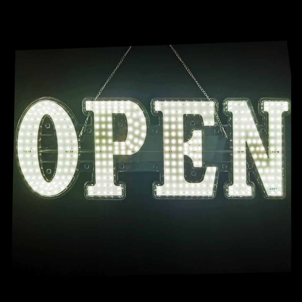 LED BIS OPEN SIGN Warm White Color Small Size L30 x H10 in
