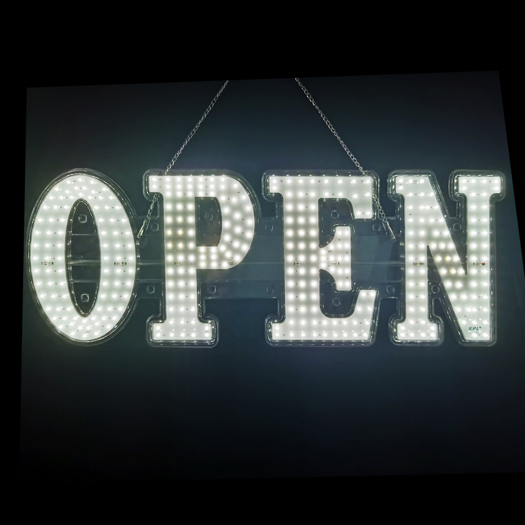LED BIS OPEN SIGN White Color 3G Sparkling Small Size L30 x H10 in