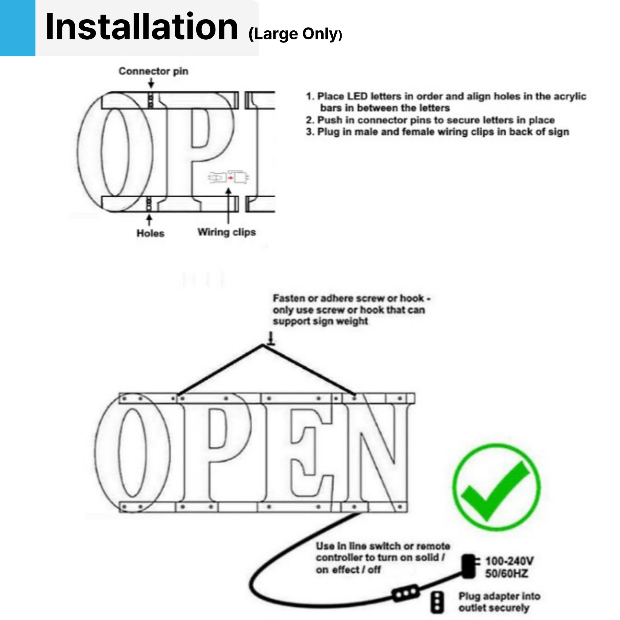 LED BIS OPEN SIGN 4G RGBW Color Changeable with Wave effect